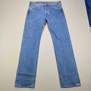 Levi's 501 Jeans Straight Leg Button Fly Medium Wash Denim Mens 32x32